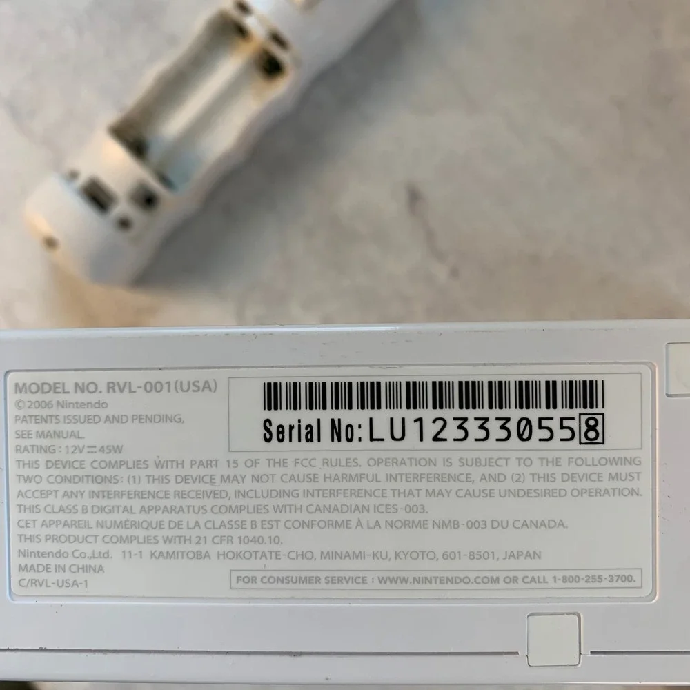 Nintendo Wii RVL-001 Console Bundle Remote Sensor Bar Untested No Power Cord
